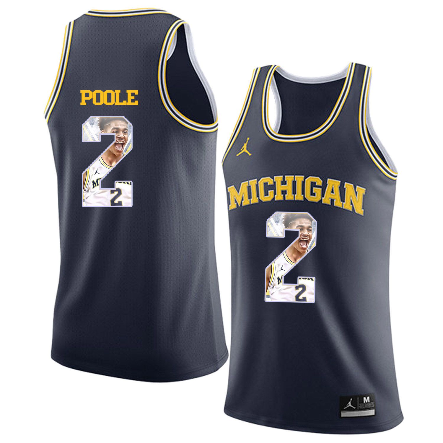 Men Jordan University of Michigan Basketball Navy #2 Poole Fashion Edition Customized NCAA Jerseys->customized ncaa jersey->Custom Jersey